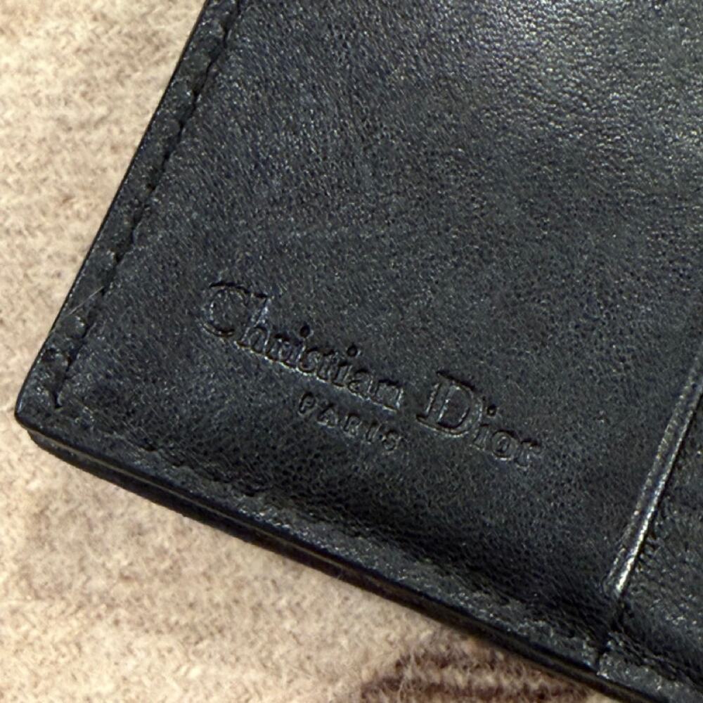 CHRISTIAN DIOR Cannage Wallet & silver Logo Charm Black Leather FREE CHAIN - Picture 15 of 15